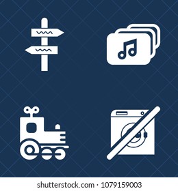 Premium set of fill vector icons. Such as file, music, choice, locomotive, black, play, dont, railway, railroad, cartoon, way, web, arrow, information, street, concept, transport, solution, label, kid
