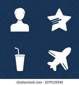 Premium set of fill vector icons. Such as airliner, graphic, airplane, person, internet, alcohol, social, user, drink, juice, shape, cocktail, element, web, sky, login, flight, cold, airport, air, cup