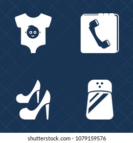 Premium set of fill vector icons. Such as pepper, boy, woman, small, garment, cooking, spice, beauty, girl, female, child, telephone, kitchen, infant, fashion, modern, salt, black, web, cute, contact