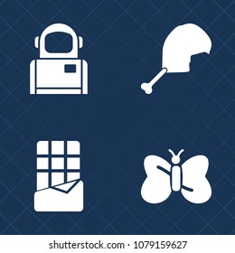 Premium set of fill vector icons. Such as technology, sign, satellite, cocoa, snack, space, eat, orbit, earth, wing, delicious, chicken, astronomy, summer, cosmos, meat, poultry, astronaut, sweet, bar