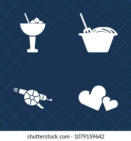 Premium set of fill vector icons. Such as refreshment, beverage, shape, heart, love, romantic, romance, alcohol, lime, weapon, eat, decoration, dinner, military, lemon, canon, fruit, holiday, party