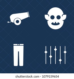 Premium set of fill vector icons. Such as weapon, background, fiction, gun, battle, wear, clothes, spaceship, military, science, alien, monster, invaders, sign, element, gender, clothing, cannon, war