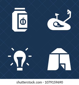 Premium set of fill vector icons. Such as road, electricity, container, wheel, fitness, leisure, bike, race, recreation, concept, tourism, white, homemade, landscape, camp, innovation, mountain, tent