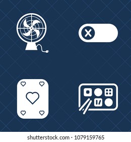 Premium set of fill vector icons. Such as air, button, turn, gambling, poker, menu, electrical, play, wind, dinner, meal, heat, fan, cooler, cold, chinese, casino, switch, sign, game, technology, home