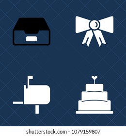 Premium set of fill vector icons. Such as clothing, archive, data, suit, celebration, paperwork, mailbox, mail, postbox, send, elegance, bakery, folder, pie, correspondence, information, open, letter