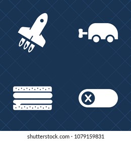 Premium set of fill vector icons. Such as dinner, cheeseburger, electrical, technology, pram, family, science, carriage, future, spaceship, deactivate, switch, buggy, meat, fast, tomato, childhood