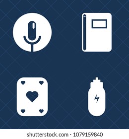 Premium set of fill vector icons. Such as karaoke, note, music, voice, card, poker, organic, sign, pre-workout, object, eating, vegas, paper, casino, white, web, sound, page, audio, book, business