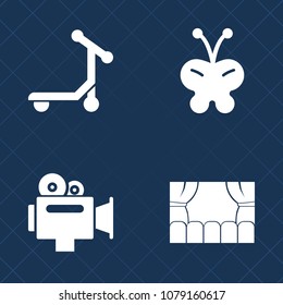 Premium set of fill vector icons. Such as butterfly, scooter, motor, animal, movie, entertainment, color, fly, camera, transport, video, focus, yellow, sign, green, summer, theater, motorcycle, nature