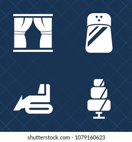 Premium set of fill vector icons. Such as muffin, curtain, black, spice, fresh, salt, interior, cuisine, home, cake, frame, food, sign, dessert, decoration, machinery, seasoning, shaker, sweet, pepper