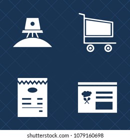 Premium set of fill vector icons. Such as shop, pictogram, market, future, spaceship, sale, trolley, galaxy, web, moon, black, satellite, shuttle, retail, commerce, sign, cosmos, orbit, menu, purchase