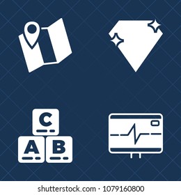 Premium set of fill vector icons. Such as place, kid, direction, brilliant, happy, carat, stone, play, pin, wave, pulse, crystal, rate, child, game, little, road, childhood, education, heart, jewel