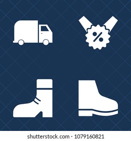 Premium set of fill vector icons. Such as shoes, transportation, sign, business, fashion, pair, shoe, price, transport, style, sale, black, car, percent, shipping, service, coupon, cargo, special, tag