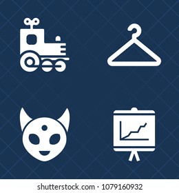 Premium set of fill vector icons. Such as spaceship, railway, toy, transport, wardrobe, space, chart, clothing, invaders, alien, locomotive, sale, business, annual, fashion, character, hook, store