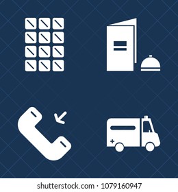 Premium set of fill vector icons. Such as cocoa, delicious, snack, paper, cell, candy, ambulance, business, tasty, button, phone, web, medicine, user, incoming, hospital, element, sweet, brochure, eat