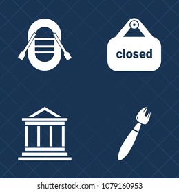 Premium set of fill vector icons. Such as travel, sail, building, hanging, bank, silhouette, work, architecture, ship, money, draw, marine, yacht, boat, sign, closed, store, paint, white, finance, sea