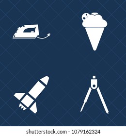 Premium set of fill vector icons. Such as engineering, launch, summer, rocket, technology, cone, electric, tool, future, divider, spaceship, tasty, ice, food, strawberry, equipment, clothing, travel