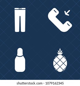 Premium set of fill vector icons. Such as tropical, ball, call, jeans, background, sign, user, bowling, clothes, organic, sport, wear, cell, healthy, trousers, casual, competition, bowling ball, pants