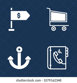 Premium set of fill vector icons. Such as telephone, phone, shop, internet, object, dollar, cart, steel, commerce, banking, contact, business, trolley, bank, location, metal, book, currency, market