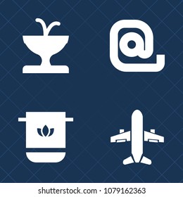Premium set of fill vector icons. Such as landmark, fountain, park, dry, envelope, letter, plane, bath, sculpture, soft, mail, cloth, home, texture, address, art, spa, aircraft, web, white, website