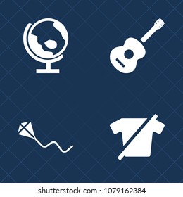 Premium set of fill vector icons. Such as earth, child, globe, happy, shirt, geography, concert, sign, clothing, textile, fashion, planet, kite, lifestyle, global, continent, musical, sky, leisure