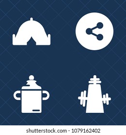 Premium set of fill vector icons. Such as plastic, white, green, child, food, nipple, share, equipment, media, camp, web, milk, social, travel, landscape, recreation, graphic, button, drink, kitchen
