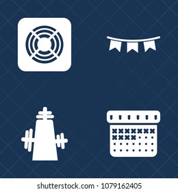 Premium set of fill vector icons. Such as cold, date, schedule, black, equipment, happy, colorful, festival, sign, kitchen, white, flag, cooling, wind, fun, decoration, blower, background, calendar