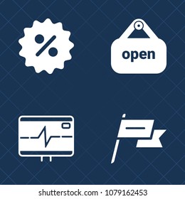 Premium set of fill vector icons. Such as government, percent, beat, market, state, wave, sign, patriotism, promotion, life, retail, coupon, open, store, label, medicine, discount, country, heart, red