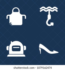 Premium set of fill vector icons. Such as pilot, suit, chef, cooking, apparel, apron, travel, bait, restaurant, spacesuit, protective, food, fishing, catch, baker, shoe, cosmonaut, footwear, heel