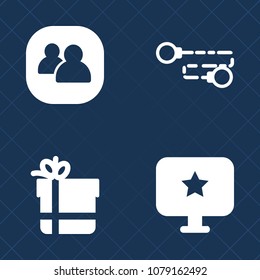 Premium set of fill vector icons. Such as web, celebration, group, ribbon, human, business, office, star, holiday, box, social, surprise, strength, chain, connection, communication, birthday, teamwork