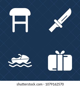 Premium set of fill vector icons. Such as kitchen, interior, cozy, white, ribbon, style, cargo, industry, transportation, christmas, marine, gift, comfort, holiday, dinner, transport, seat, armchair