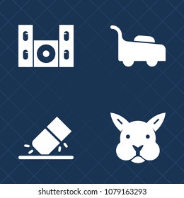 Premium set of fill vector icons. Such as animal, speaker, lawnmower, lawn, screen, video, home, rabbit, equipment, garden, television, sign, easter, agriculture, graphic, education, grass, mower, tv