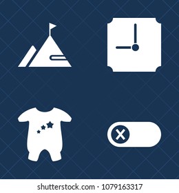 Premium set of fill vector icons. Such as blue, electricity, cotton, energy, clothing, kid, concept, power, summer, fashion, boy, adventure, minute, time, girl, element, deactivate, rock, clothes, off