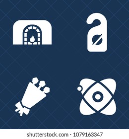 Premium set of fill vector icons. Such as christmas, bunch, nature, quiet, cosmos, warm, galaxy, fire, flower, warning, home, planet, fireplace, label, light, privacy, house, bouquet, decoration, door