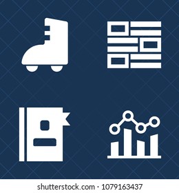 Premium set of fill vector icons. Such as contact, trendline, sign, trend, graphic, boot, information, graph, fun, skate, people, web, computer, address, news, media, number, television, directory, up