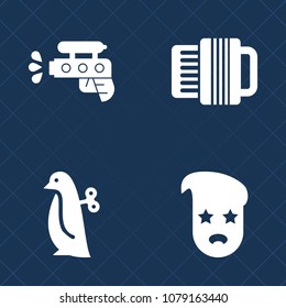 Premium set of fill vector icons. Such as children, accordion, instrument, childhood, toy, animal, bird, graphic, cute, music, spray, fun, acoustic, playful, wet, style, hipster, happy, sign, art, old