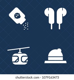 Premium set of fill vector icons. Such as care, sky, talcum, container, powder, clothing, fashion, skin, cap, music, hat, cable, talc, ear, head, bathroom, bottle, railroad, sound, volume, blue, baby