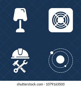 Premium set of fill vector icons. Such as white, industrial, blower, occupation, table, industry, cold, galaxy, planet, job, earth, sign, furniture, cooler, system, helmet, work, room, site, light
