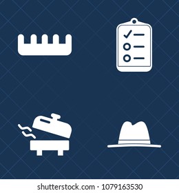 Premium set of fill vector icons. Such as list, report, worker, appliance, care, check, paper, boiler, white, hairstyle, mark, fashion, heater, equipment, hot, water, healthy, sign, hairbrush, test