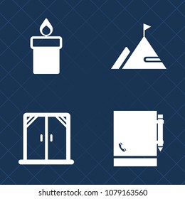 Premium set of fill vector icons. Such as decoration, flame, glass, fresh, religion, holiday, glowing, notebook, light, mountain, modern, window, element, view, christmas, burn, book, document, summer