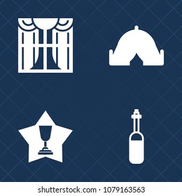 Premium set of fill vector icons. Such as adventure, mountain, champion, nature, luxury, interior, tooth, light, living, house, apartment, medicine, award, camp, tool, window, winner, technology, win