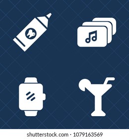 Premium set of fill vector icons. Such as music, mobile, cocktail, technology, toothpaste, glass, display, brush, medical, format, internet, gadget, care, dental, liquid, mouth, hand, modern, martini