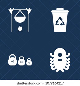 Premium set of fill vector icons. Such as extraterrestrial, pollution, bin, weight, camp, evening, bonfire night, ecology, monster, fire, ufo, recycle, bonfire, rubbish, science, tourism, character