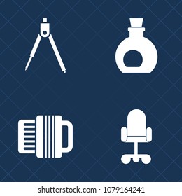 Premium set of fill vector icons. Such as ingredient, divider, background, fruit, chair, seat, bottle, instrument, drawing, vegetarian, branch, metal, raw, furniture, music, office, acoustic, food