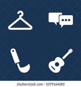Premium set of fill vector icons. Such as wardrobe, cooking, sale, communication, bubble, rock, concert, sound, clothing, object, shop, chat, musical, instrument, white, talk, spoon, dialogue, soup