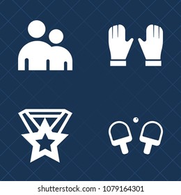 Premium set of fill vector icons. Such as medal, activity, achievement, table, tennis, woman, white, glove, human, ball, equipment, group, man, male, work, success, award, business, person, body, pong