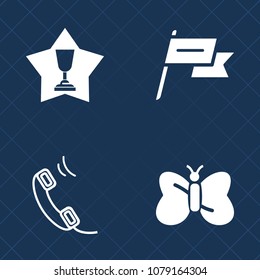 Premium set of fill vector icons. Such as competition, ribbon, sport, white, nation, insect, waving, beauty, winner, internet, call, prize, service, government, state, first, contact, summer, best, 3d