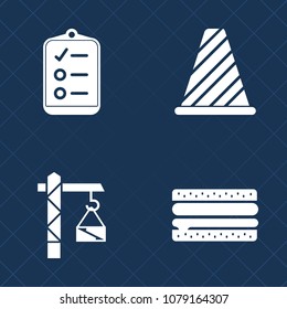 Premium set of fill vector icons. Such as document, restaurant, meat, hammer, burger, equipment, paper, food, street, building, hamburger, white, work, warning, highway, background, menu, report, form