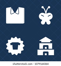 Premium set of fill vector icons. Such as new, tee, shirt, green, landmark, asian, collection, business, summer, pagoda, textile, travel, nature, architecture, beautiful, fabric, butterfly, folded