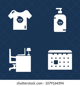 Premium set of fill vector icons. Such as bubble, clothing, top, white, small, table, notebook, beautiful, office, person, date, happiness, keyboard, baby, little, boy, childhood, soap, fun, computer
