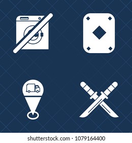 Premium set of fill vector icons. Such as gambling, art, poker, weapon, blade, traditional, sword, sign, direction, japan, win, location, play, asian, water, fight, navigation, marker, black, katana